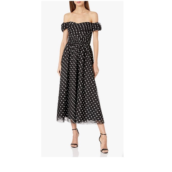 Anthropologie Shoshanna Off the Shoulder Polka Dot Midi Dress - Picture 9 of 11